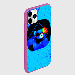 Чехол iPhone 11 Pro матовый Радужные друзья: Синий глитч, цвет: 3D-фиолетовый — фото 2