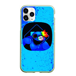 Чехол iPhone 11 Pro матовый Радужные друзья: Синий глитч, цвет: 3D-салатовый