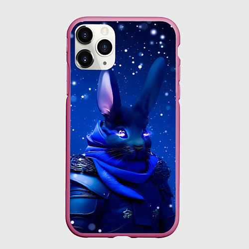 Чехол iPhone 11 Pro матовый Кролик в доспехах / 3D-Малиновый – фото 1