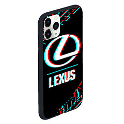 Чехол iPhone 11 Pro матовый Значок Lexus в стиле glitch на темном фоне, цвет: 3D-черный — фото 2