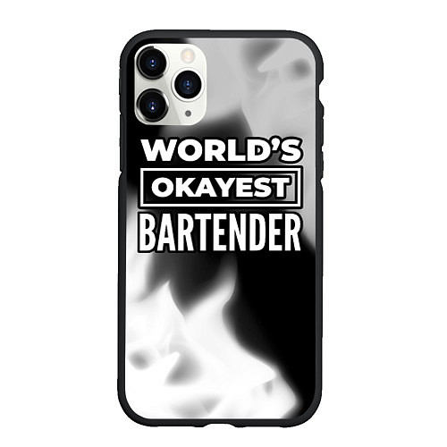 Чехол iPhone 11 Pro матовый Worlds okayest bartender - dark / 3D-Черный – фото 1