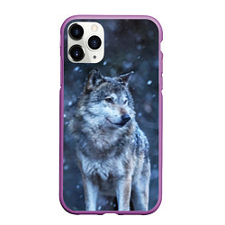 Чехол iPhone 11 Pro матовый Лесной волк, цвет: 3D-фиолетовый