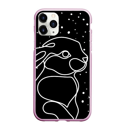 Чехол iPhone 11 Pro матовый Кролик и снегопад / 3D-Розовый – фото 1