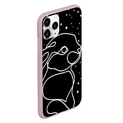 Чехол iPhone 11 Pro матовый Кролик и снегопад, цвет: 3D-розовый — фото 2