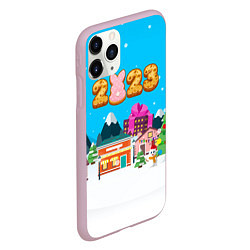 Чехол iPhone 11 Pro матовый Новогодний городок 2023, цвет: 3D-розовый — фото 2