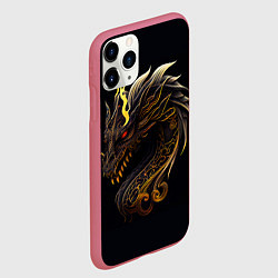 Чехол iPhone 11 Pro матовый Китайский дракон - ирезуми, цвет: 3D-малиновый — фото 2
