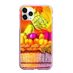 Чехол iPhone 11 Pro матовый Спелые фрукты и овощи в плетеной корзине