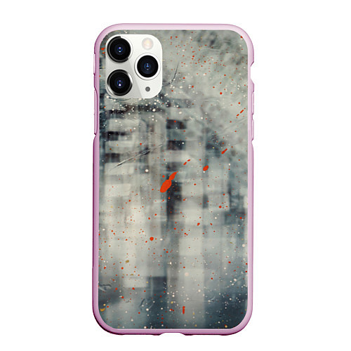 Чехол iPhone 11 Pro матовый Серый туман и оранжевые краски / 3D-Розовый – фото 1
