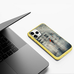 Чехол iPhone 11 Pro матовый Серый туман и оранжевые краски, цвет: 3D-желтый — фото 2
