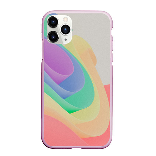 Чехол iPhone 11 Pro матовый Волнообразные разноцветные листы / 3D-Розовый – фото 1