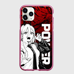 Чехол iPhone 11 Pro матовый Пауэр : Человек-бензопила, цвет: 3D-малиновый