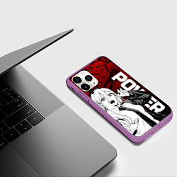 Чехол iPhone 11 Pro матовый Пауэр : Человек-бензопила, цвет: 3D-фиолетовый — фото 2