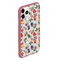 Чехол iPhone 11 Pro матовый Christmas Pattern, цвет: 3D-малиновый — фото 2