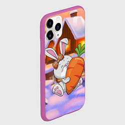 Чехол iPhone 11 Pro матовый Зайчик с большой морковью, цвет: 3D-фиолетовый — фото 2