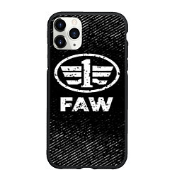 Чехол iPhone 11 Pro матовый FAW с потертостями на темном фоне, цвет: 3D-черный