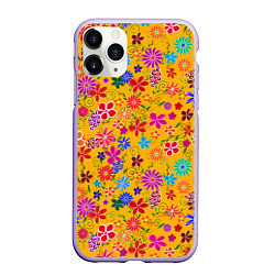 Чехол iPhone 11 Pro матовый Нарисованные цветы - орнамент