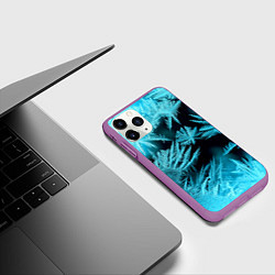 Чехол iPhone 11 Pro матовый Голубой лед - иней, цвет: 3D-фиолетовый — фото 2
