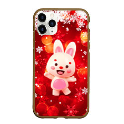 Чехол iPhone 11 Pro матовый Зайчик и снегопад, цвет: 3D-коричневый
