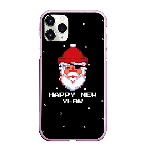 Чехол iPhone 11 Pro матовый Дед мороз с повязкой / 3D-Розовый – фото 1