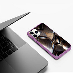 Чехол iPhone 11 Pro матовый Бронзовая чешуя дракона доспех, цвет: 3D-фиолетовый — фото 2