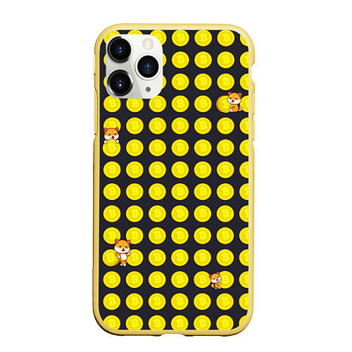 Чехол iPhone 11 Pro матовый BTC-Биткойн / 3D-Желтый – фото 1