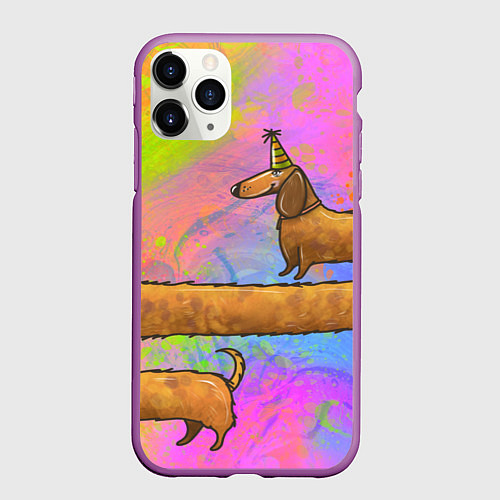 Чехол iPhone 11 Pro матовый Очень-очень длинная такса / 3D-Фиолетовый – фото 1
