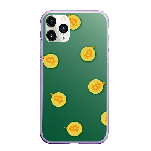 Чехол iPhone 11 Pro матовый Елочное украшение биткоин / 3D-Светло-сиреневый – фото 1