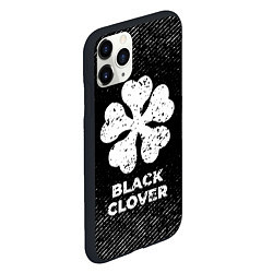 Чехол iPhone 11 Pro матовый Black Clover с потертостями на темном фоне, цвет: 3D-черный — фото 2
