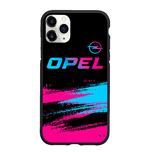 Чехол iPhone 11 Pro матовый Opel - neon gradient: символ сверху / 3D-Черный – фото 1