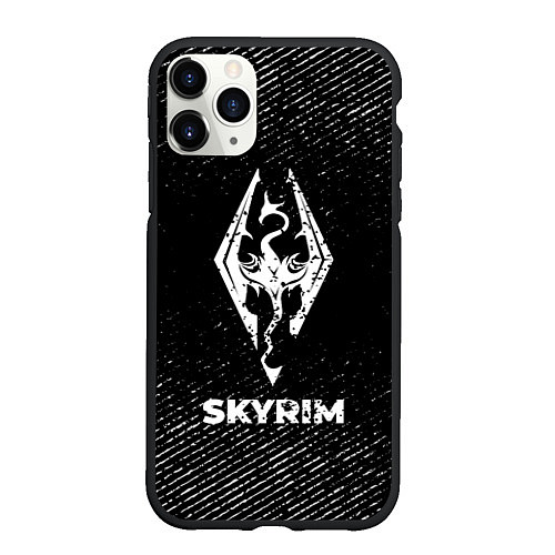 Чехол iPhone 11 Pro матовый Skyrim с потертостями на темном фоне / 3D-Черный – фото 1