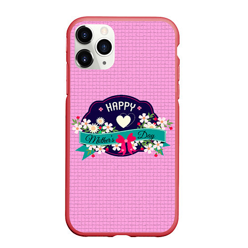 Чехол iPhone 11 Pro матовый Happy Mothers Day - эмблема / 3D-Красный – фото 1