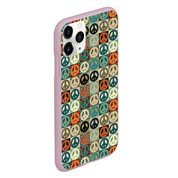 Чехол iPhone 11 Pro матовый Peace symbol pattern, цвет: 3D-розовый — фото 2