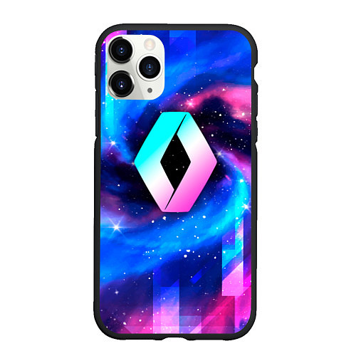 Чехол iPhone 11 Pro матовый Renault неоновый космос / 3D-Черный – фото 1