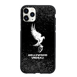 Чехол iPhone 11 Pro матовый Hollywood Undead с потертостями на темном фоне