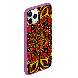 Чехол iPhone 11 Pro матовый Мандала в стиле хохломы, цвет: 3D-фиолетовый — фото 2