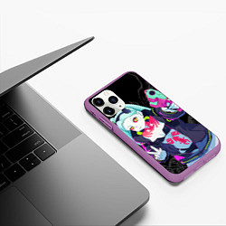 Чехол iPhone 11 Pro матовый Ребекка: Cyberpunk, цвет: 3D-фиолетовый — фото 2