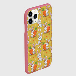 Чехол iPhone 11 Pro матовый Милый кролик с морковкой, цвет: 3D-малиновый — фото 2