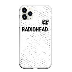 Чехол iPhone 11 Pro матовый Radiohead glitch на светлом фоне: символ сверху