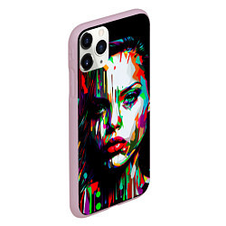 Чехол iPhone 11 Pro матовый Анджелина Джоли - поп-арт, цвет: 3D-розовый — фото 2