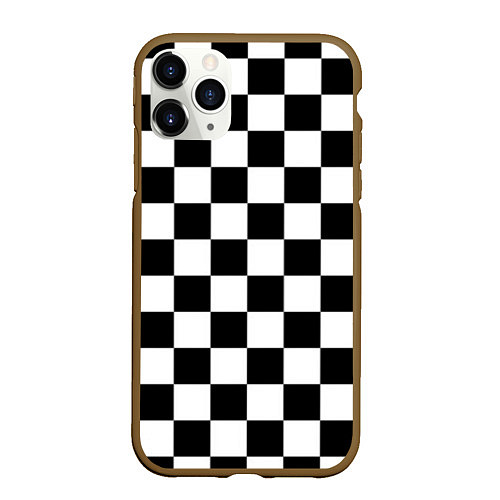 Чехол iPhone 11 Pro матовый Шахматные клетки - текстура / 3D-Коричневый – фото 1