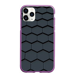 Чехол iPhone 11 Pro матовый Металлическая серая броня, цвет: 3D-фиолетовый