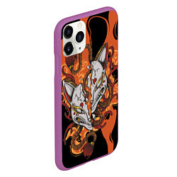 Чехол iPhone 11 Pro матовый Огненная маска кицунэ, цвет: 3D-фиолетовый — фото 2