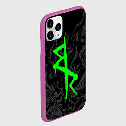 Чехол iPhone 11 Pro матовый Логотип Cyberpunk: Edgerunners - Дэвид, цвет: 3D-фиолетовый — фото 2