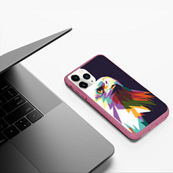 Чехол iPhone 11 Pro матовый Орел-птица гордая, цвет: 3D-малиновый — фото 2