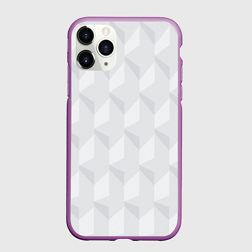 Чехол iPhone 11 Pro матовый Абстрактная серая геометрическая текстура / 3D-Фиолетовый – фото 1
