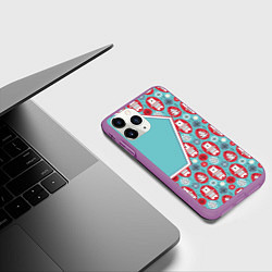 Чехол iPhone 11 Pro матовый Новогодние мишки, цвет: 3D-фиолетовый — фото 2