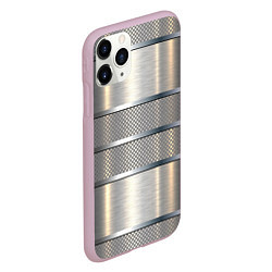Чехол iPhone 11 Pro матовый Металлические полосы - текстура алюминия, цвет: 3D-розовый — фото 2