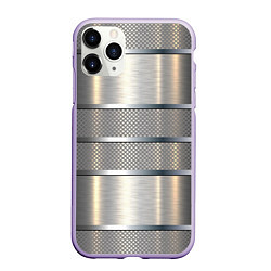 Чехол iPhone 11 Pro матовый Металлические полосы - текстура алюминия, цвет: 3D-светло-сиреневый