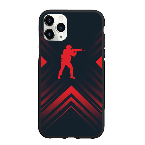 Чехол iPhone 11 Pro матовый Красный символ Counter Strike на темном фоне со ст / 3D-Черный – фото 1