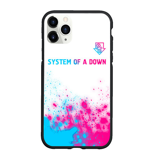 Чехол iPhone 11 Pro матовый System of a Down neon gradient style: символ сверх / 3D-Черный – фото 1